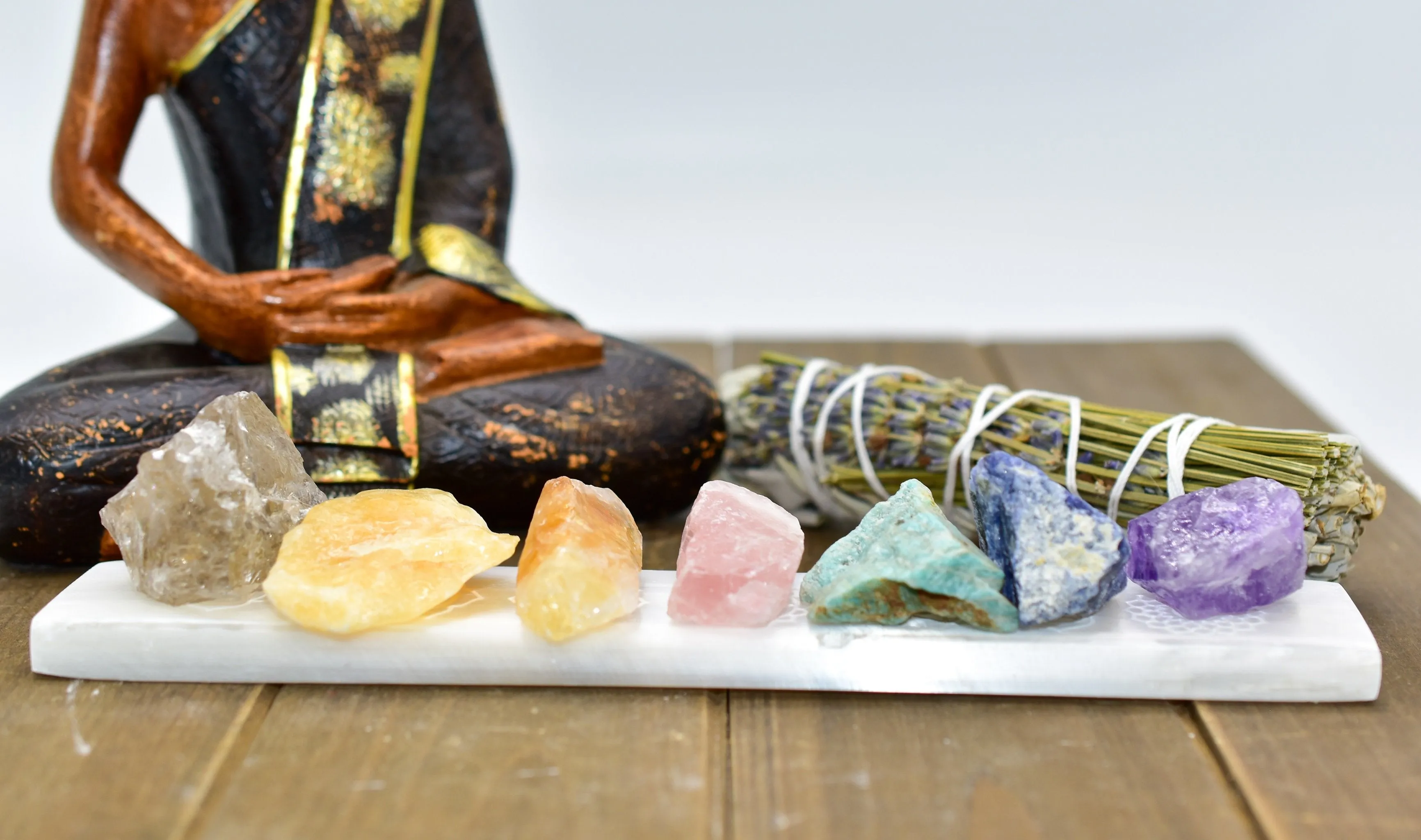 7 Chakra Engraved Selenite Polished Charging Bars
