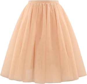 AMDBEL Womens Skirts Midi Length,Midi Length Party Tutu Skirts Women's Tulle Skirts Elastic Waist Layered Puffy Fairy Skirts