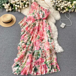 American Chic Floral Scheming Lotus Leaf Women's Dress