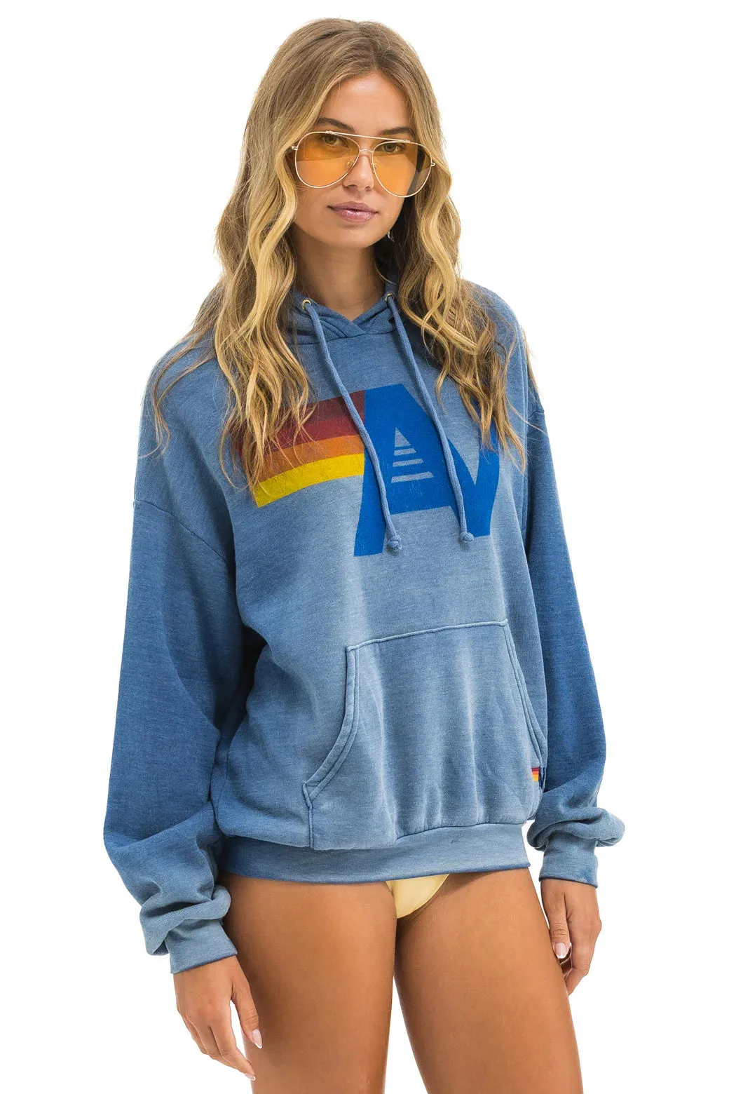 Aviator Nation VINTAGE LOGO RELAXED PULLOVER HOODIE - FADED WATER