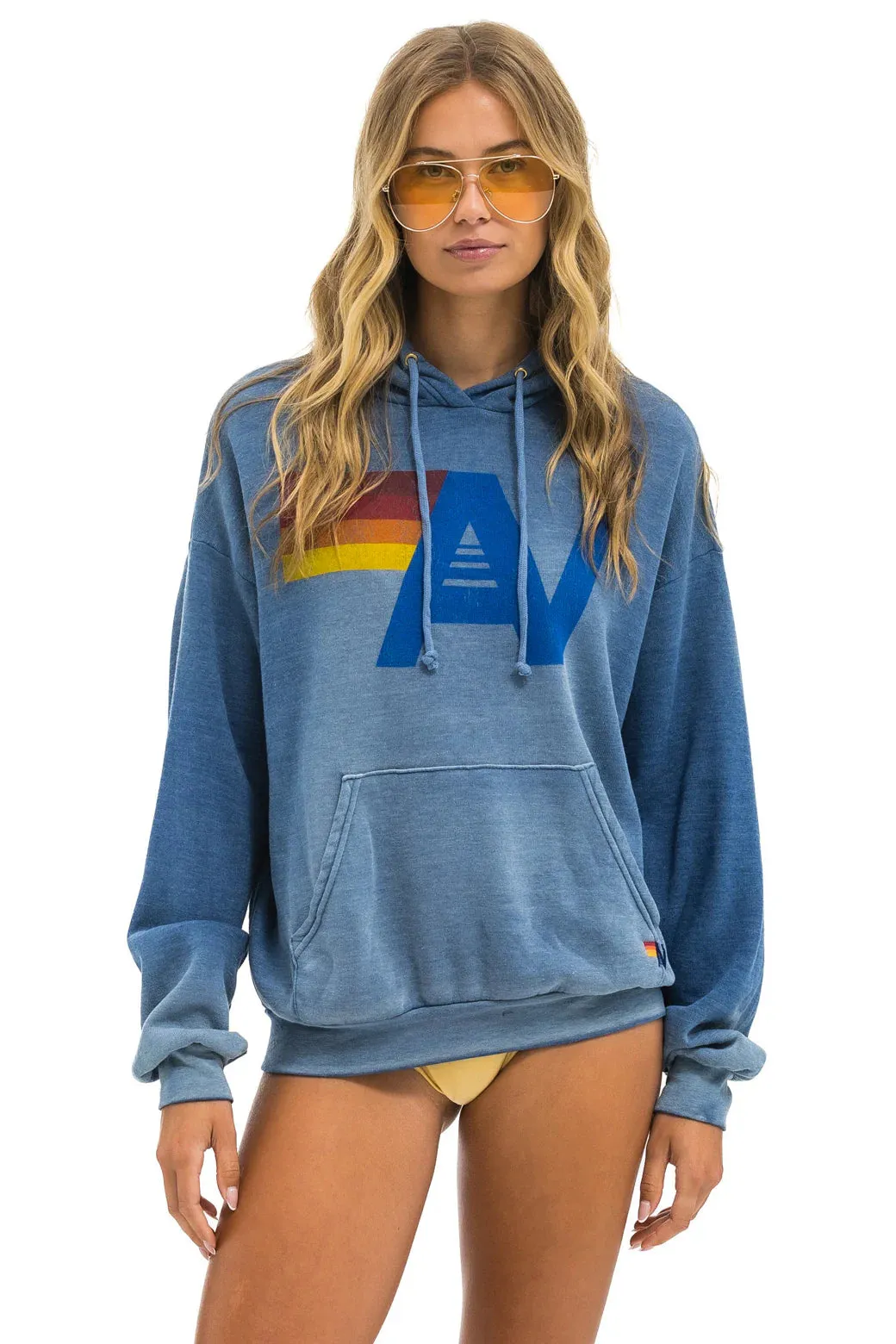 Aviator Nation VINTAGE LOGO RELAXED PULLOVER HOODIE - FADED WATER