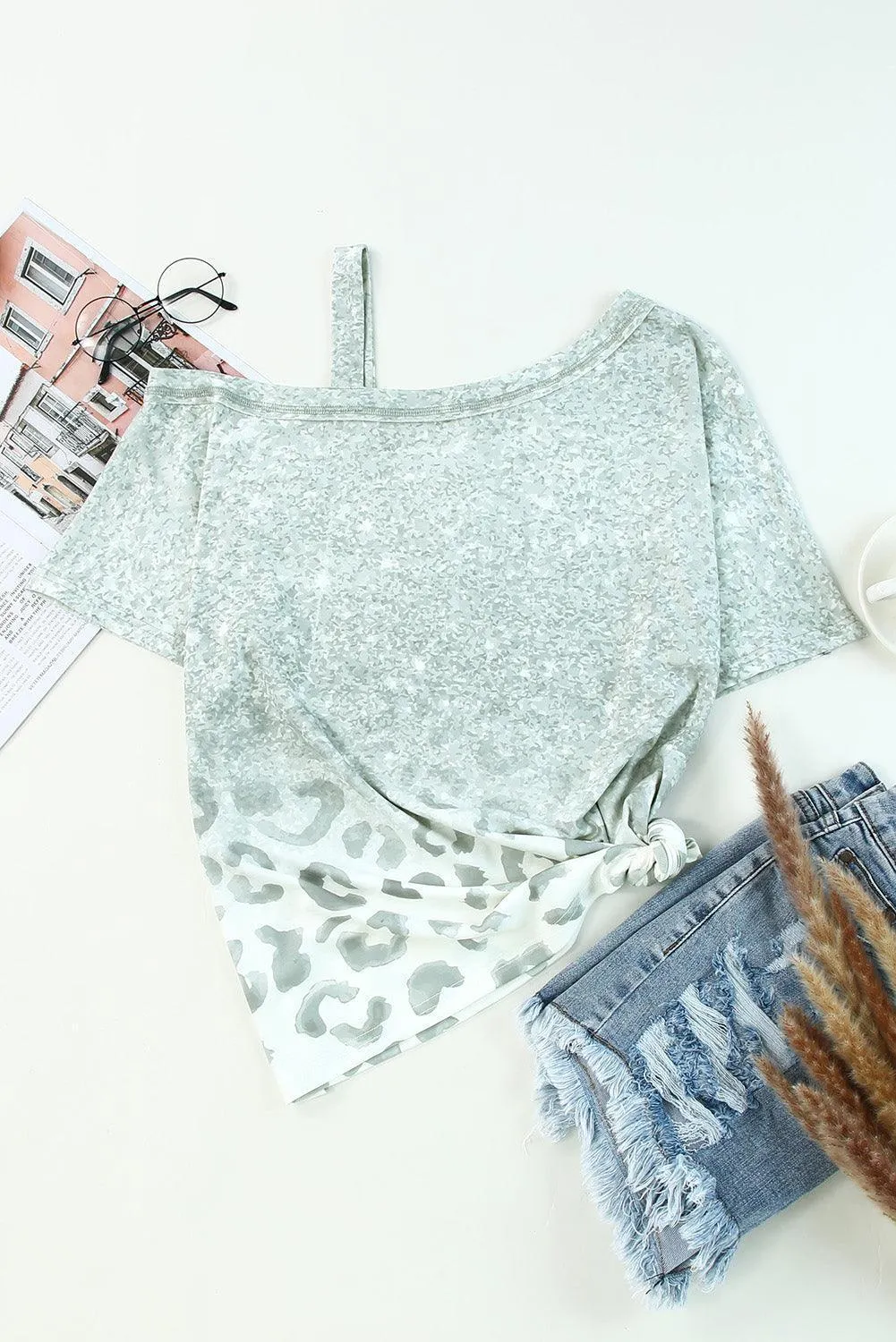Begin With A Smile Leopard Cold Shoulder Blouse