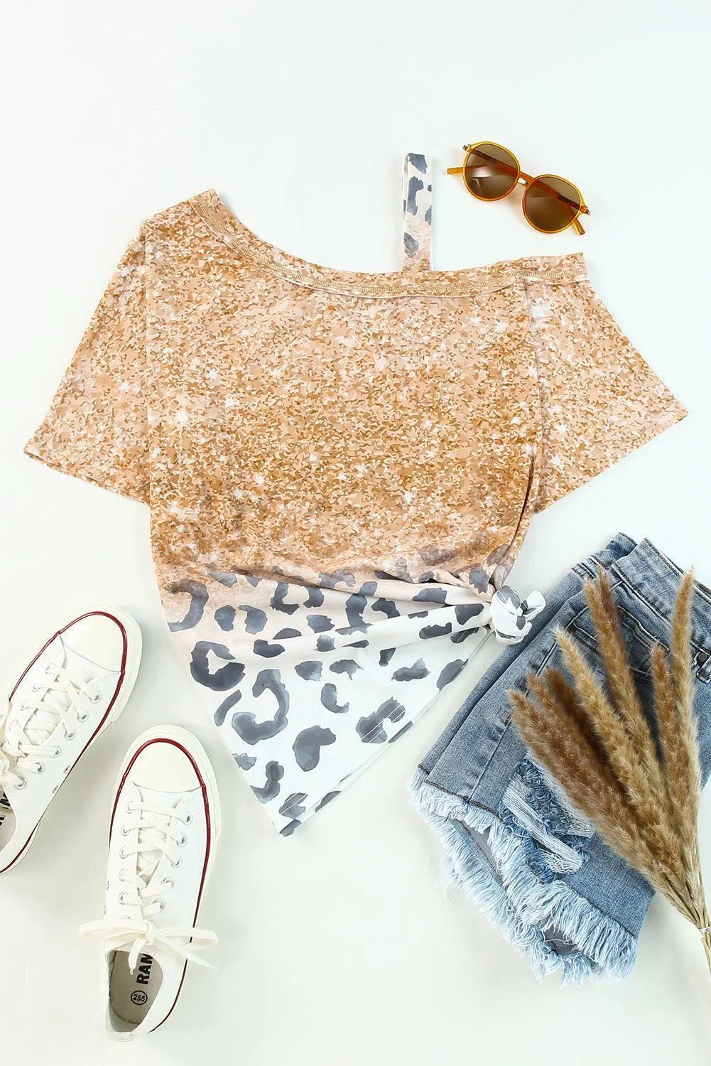 Begin With A Smile Leopard Cold Shoulder Blouse