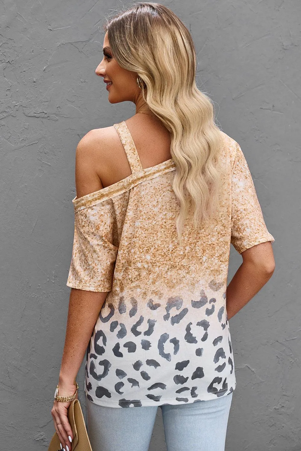 Begin With A Smile Leopard Cold Shoulder Blouse
