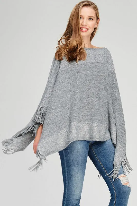 BLACK AND GREY PONCHO