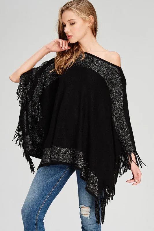 BLACK AND GREY PONCHO