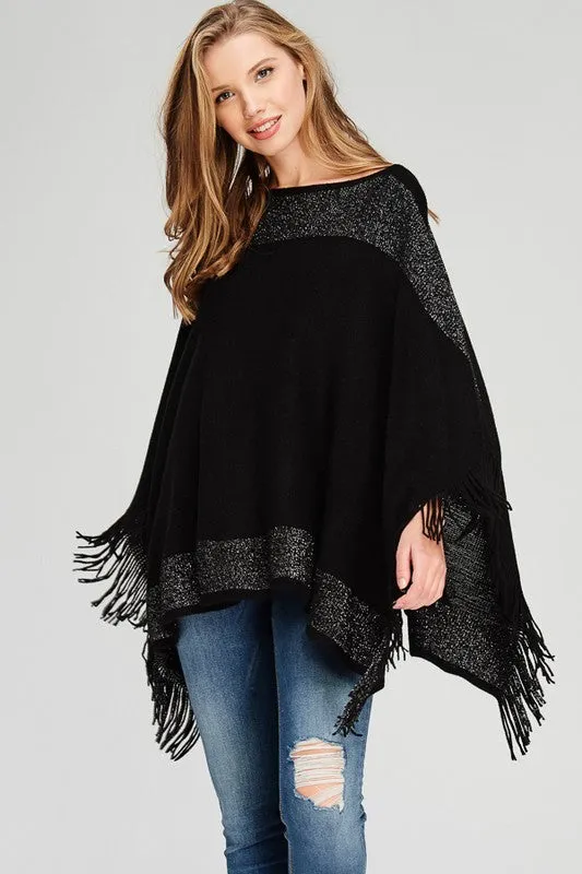 BLACK AND GREY PONCHO