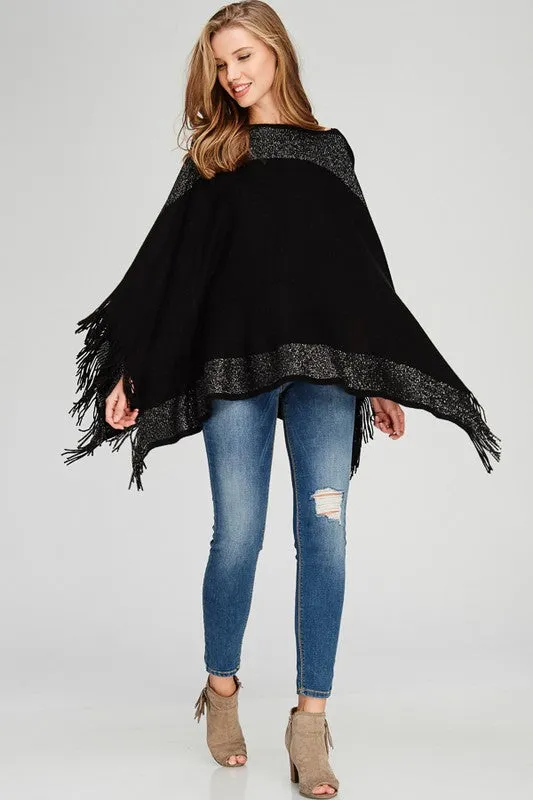 BLACK AND GREY PONCHO