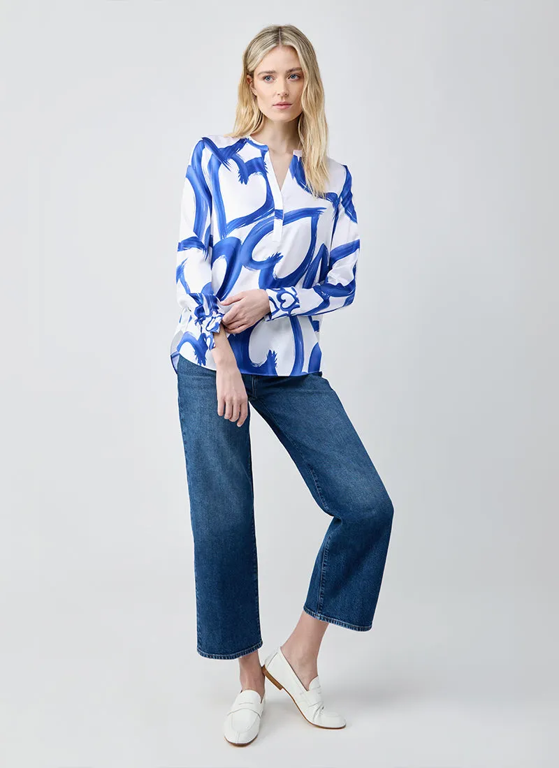 Blue Heart Silk Blouse