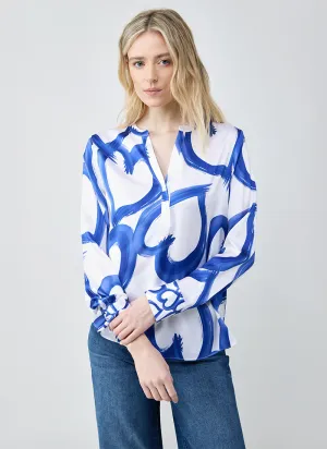 Blue Heart Silk Blouse