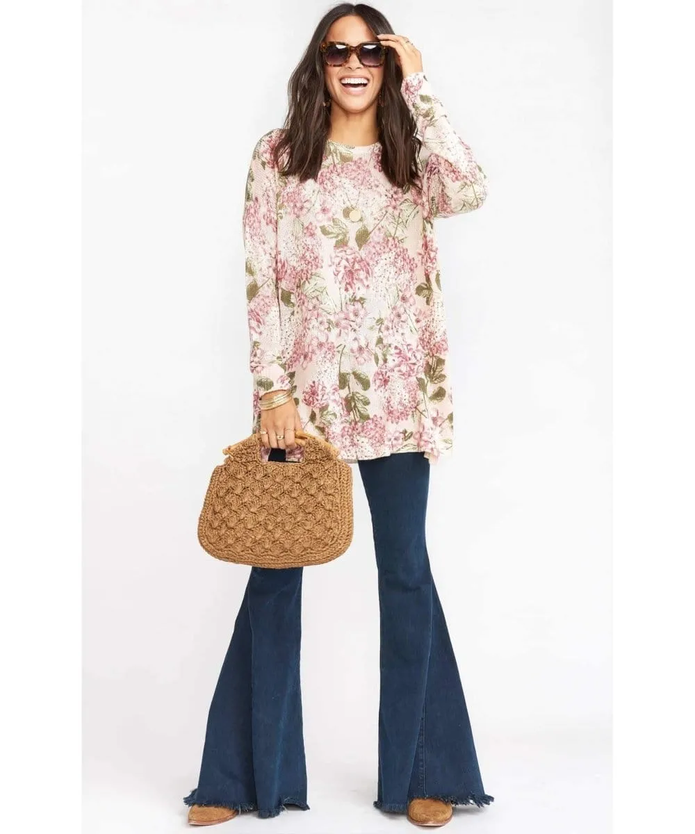 Bonfire Sweater Hydrangea Blooms Knit