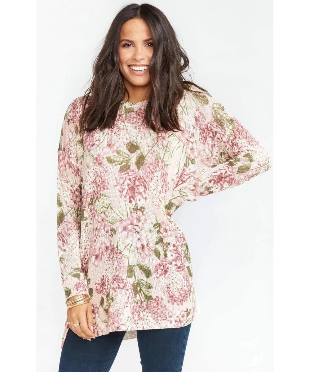 Bonfire Sweater Hydrangea Blooms Knit