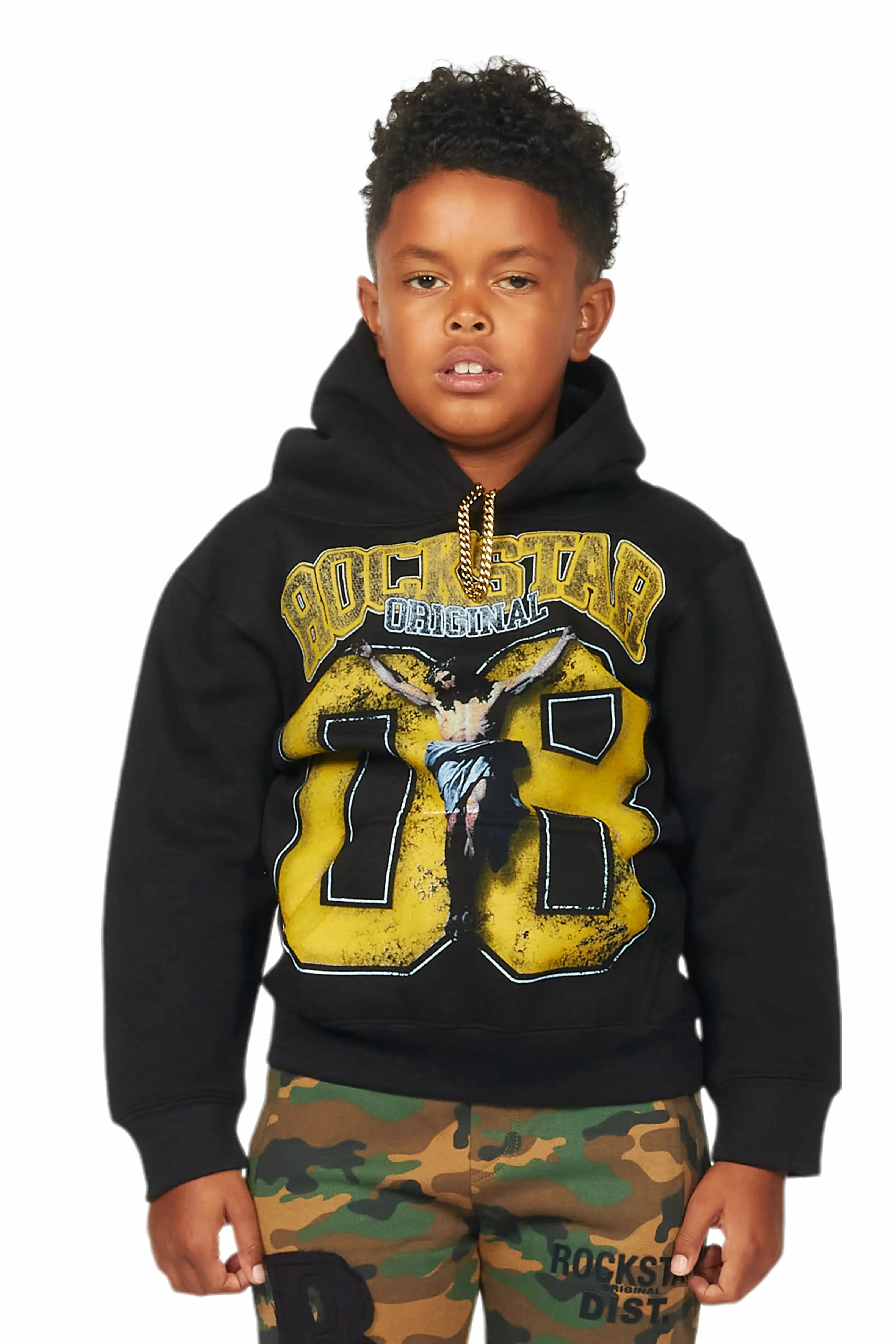 Boys Fields Black Graphic Hoodie