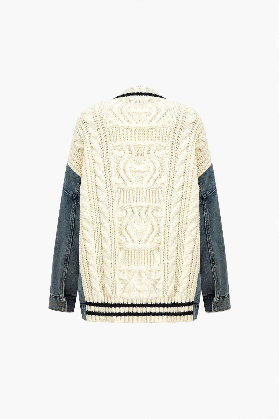 Button Patchwork Pocket Sweater Cardigan