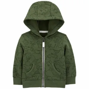 Carter's Infant Boys Dinosaur Zip-Front Fleece Jacket Olive Green 1J089910