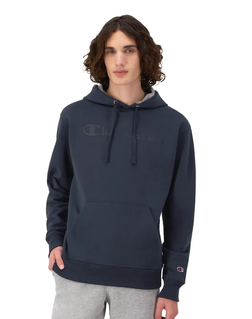 Champion Men's Powerblend Hoodie, Script Logo
