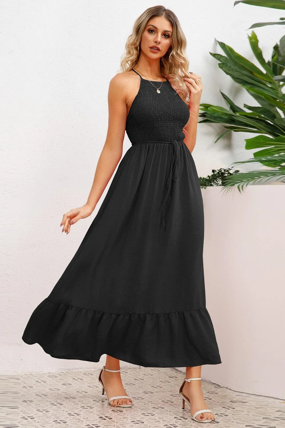 Cheery Chic Crisscross Backless Maxi Dress
