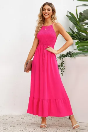 Cheery Chic Crisscross Backless Maxi Dress