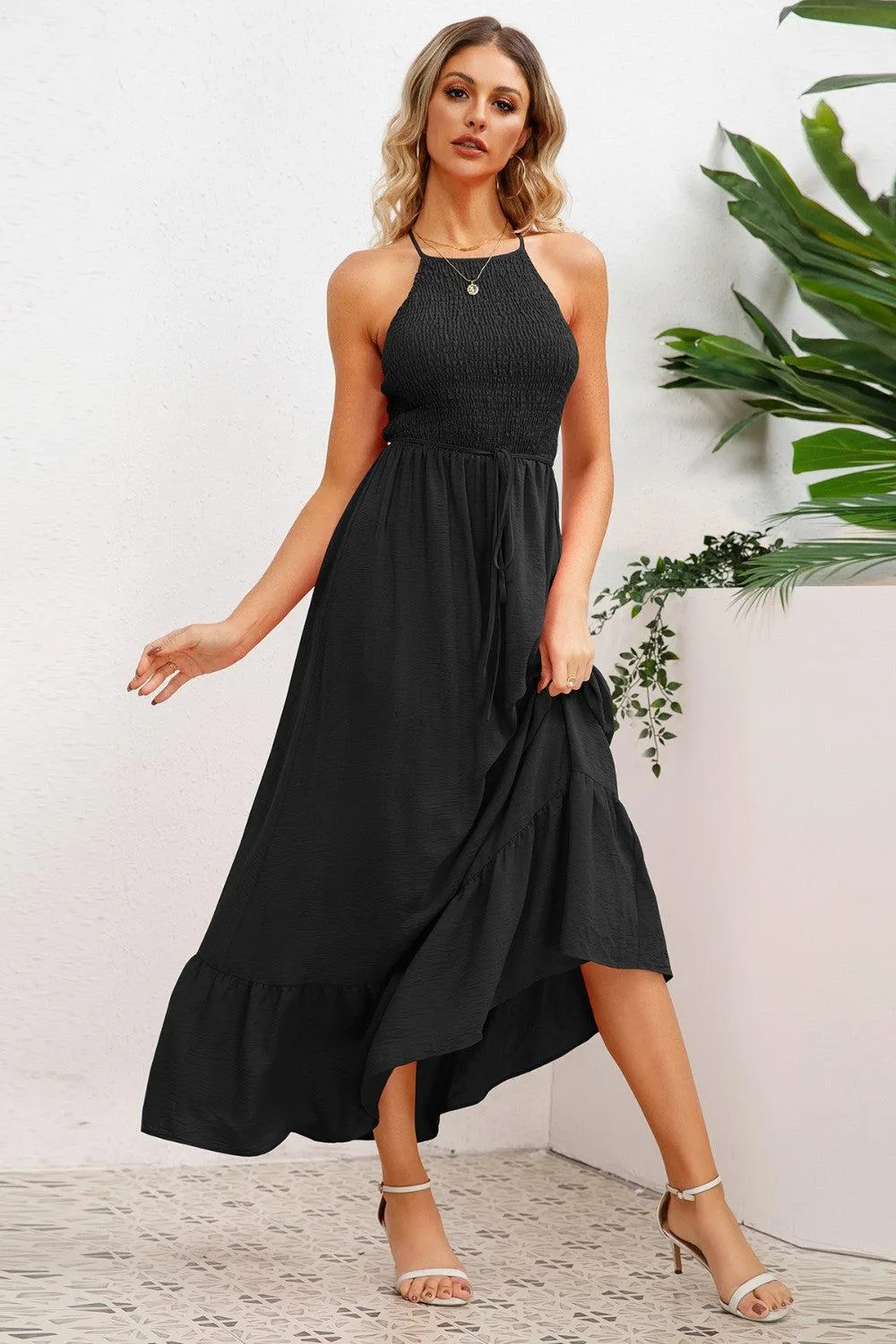 Cheery Chic Crisscross Backless Maxi Dress