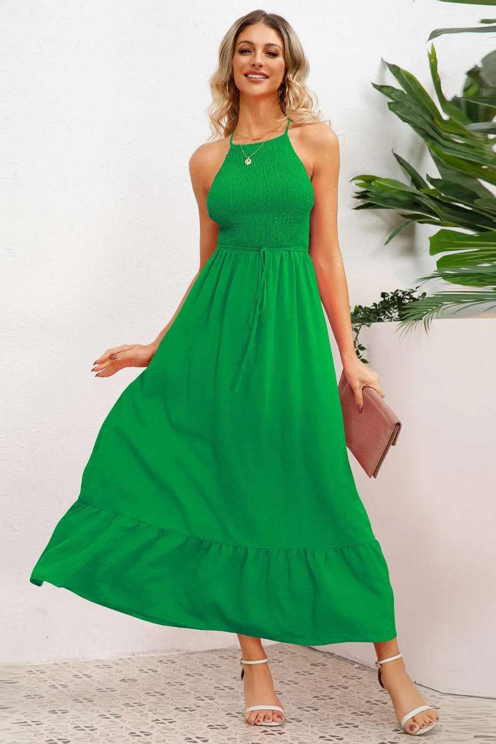 Cheery Chic Crisscross Backless Maxi Dress