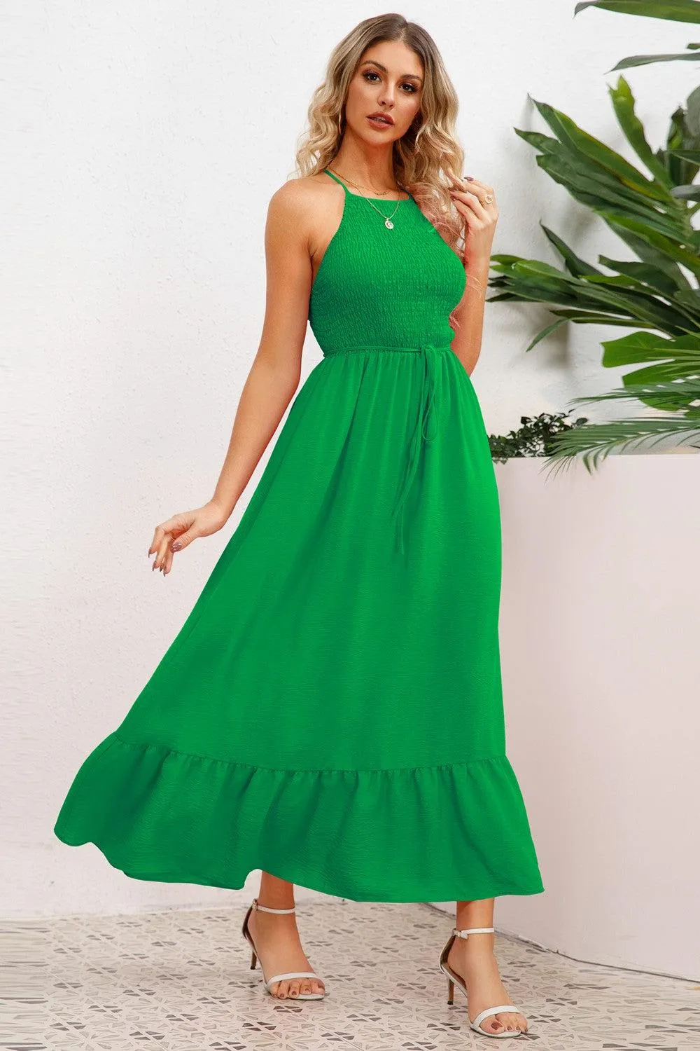 Cheery Chic Crisscross Backless Maxi Dress