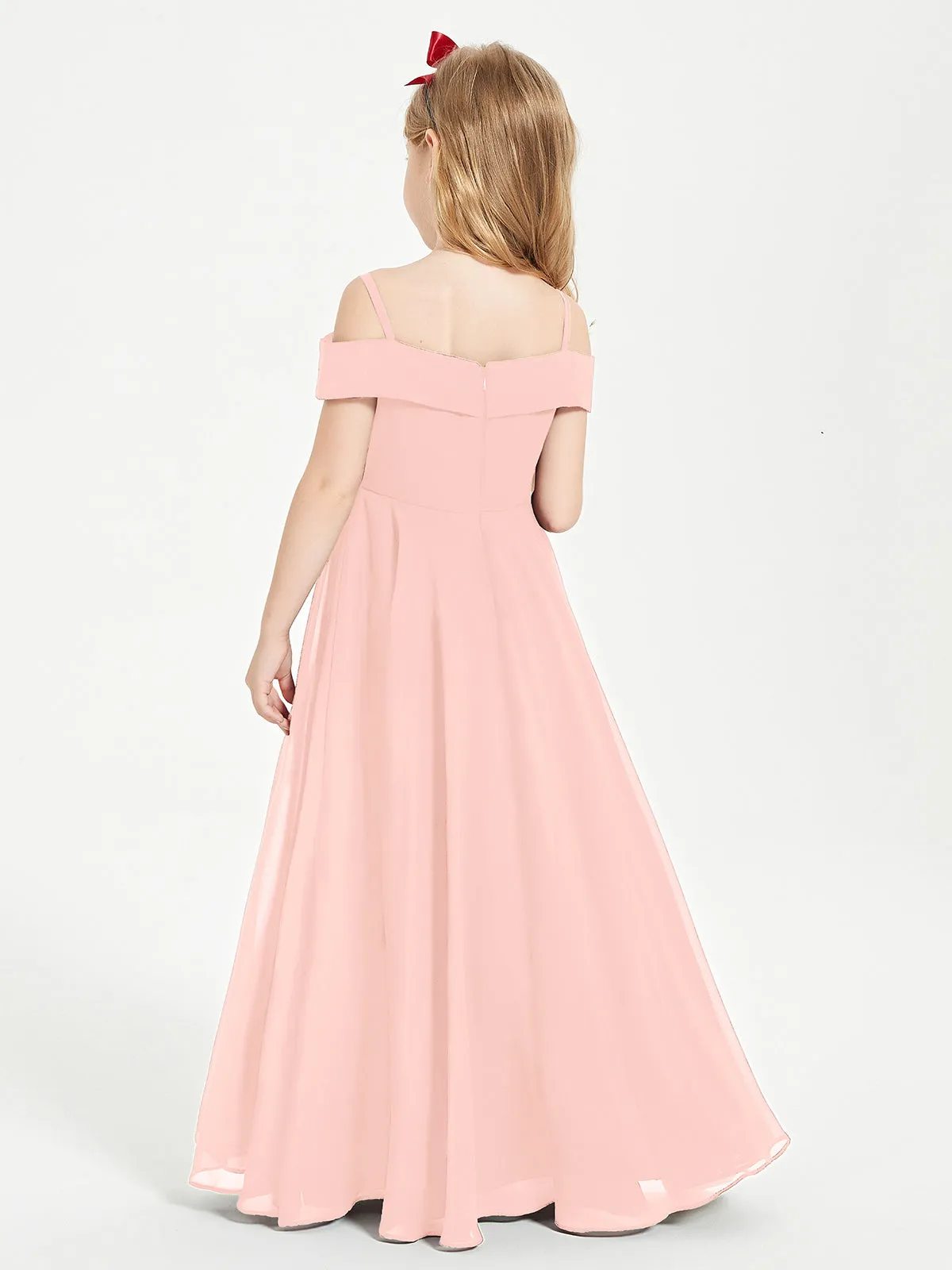 Chic Junior Bridesmaid Dresses Off the Shoulder Coral