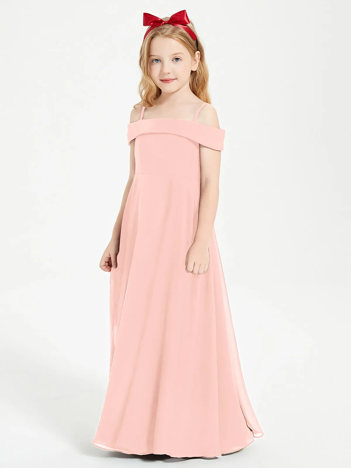 Chic Junior Bridesmaid Dresses Off the Shoulder Coral