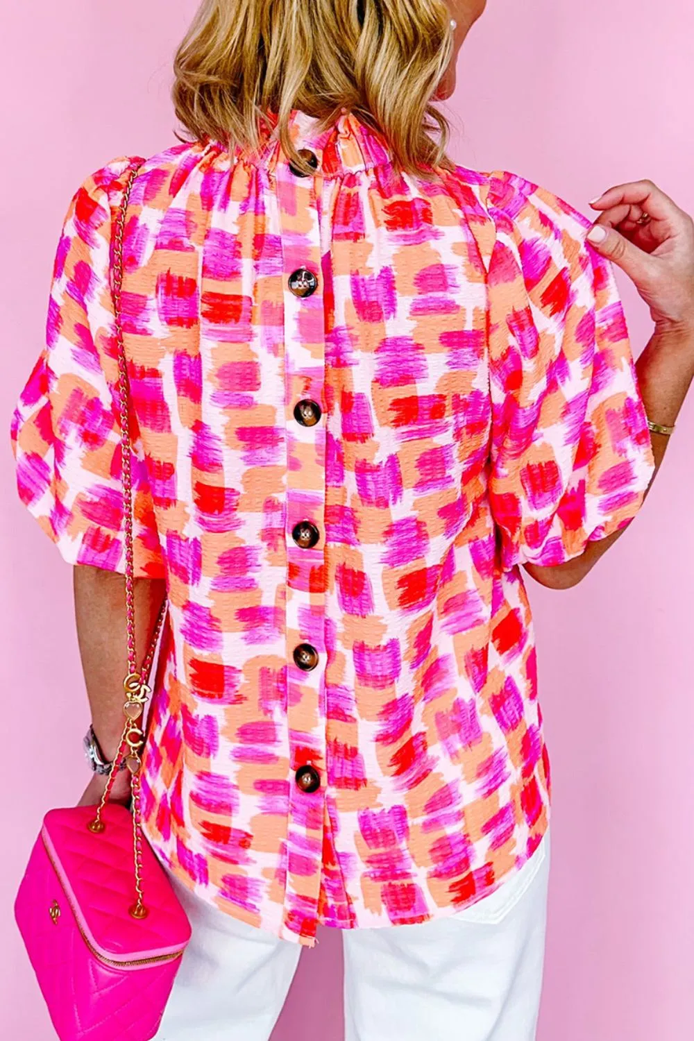 Color Pop Ruffle Neck Blouse