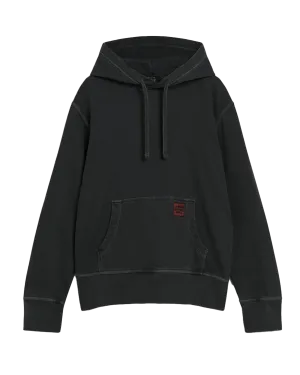 Contrast Stitch Relaxed Hoodie in Washed Black