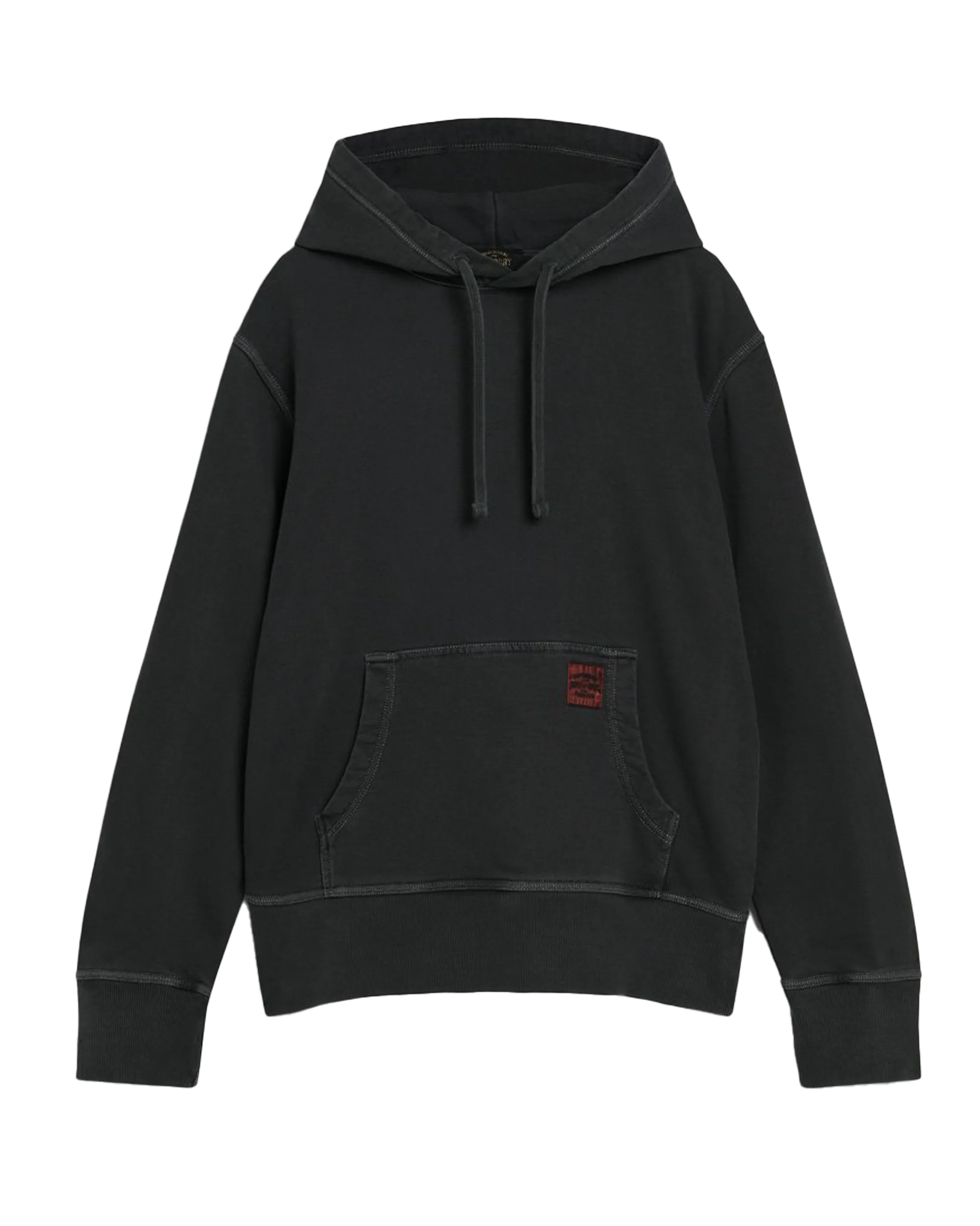Contrast Stitch Relaxed Hoodie in Washed Black