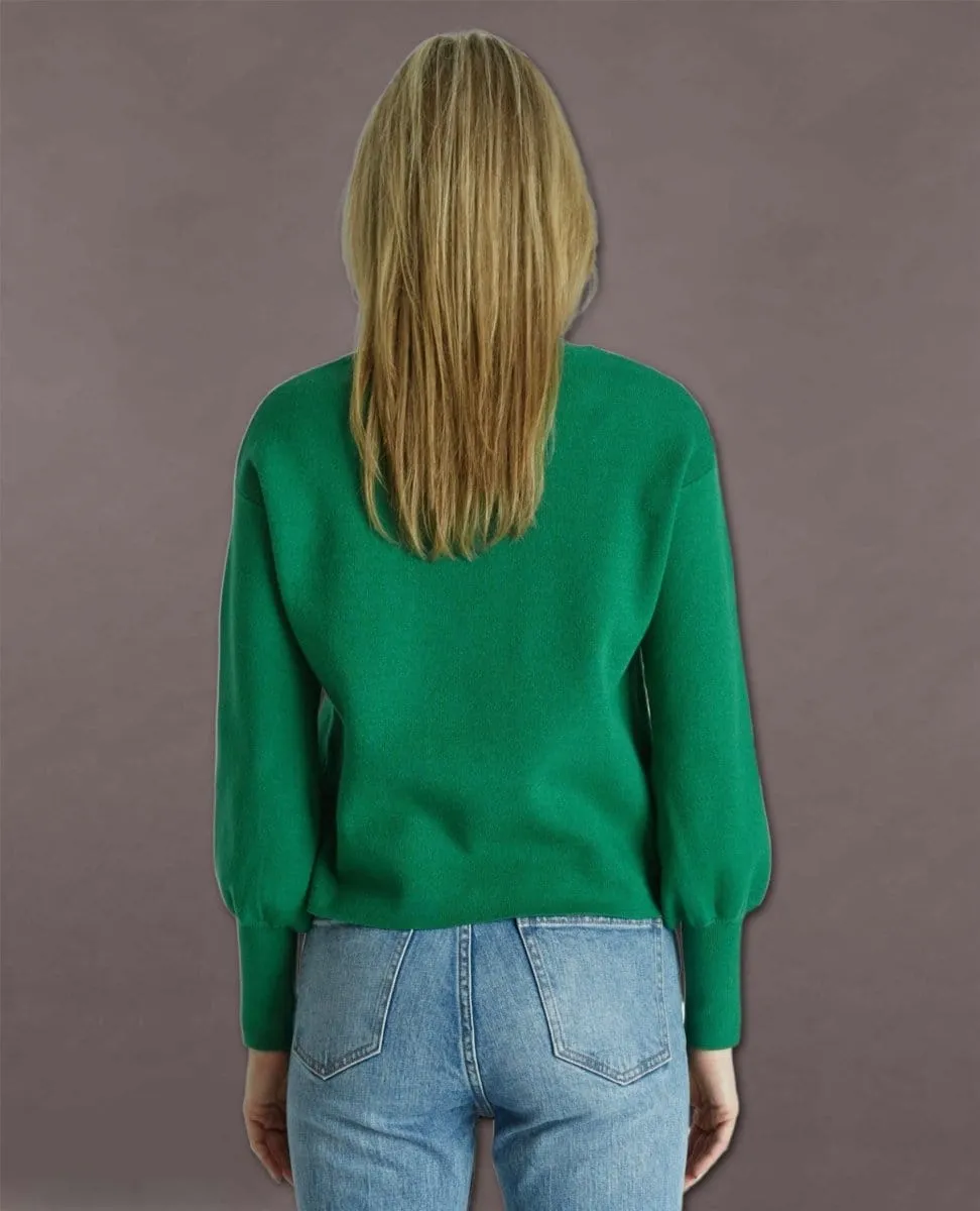 Cropped Balloon Sweater Green