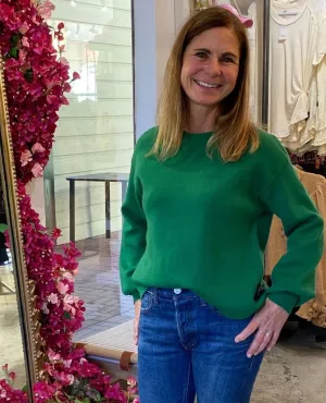 Cropped Balloon Sweater Green