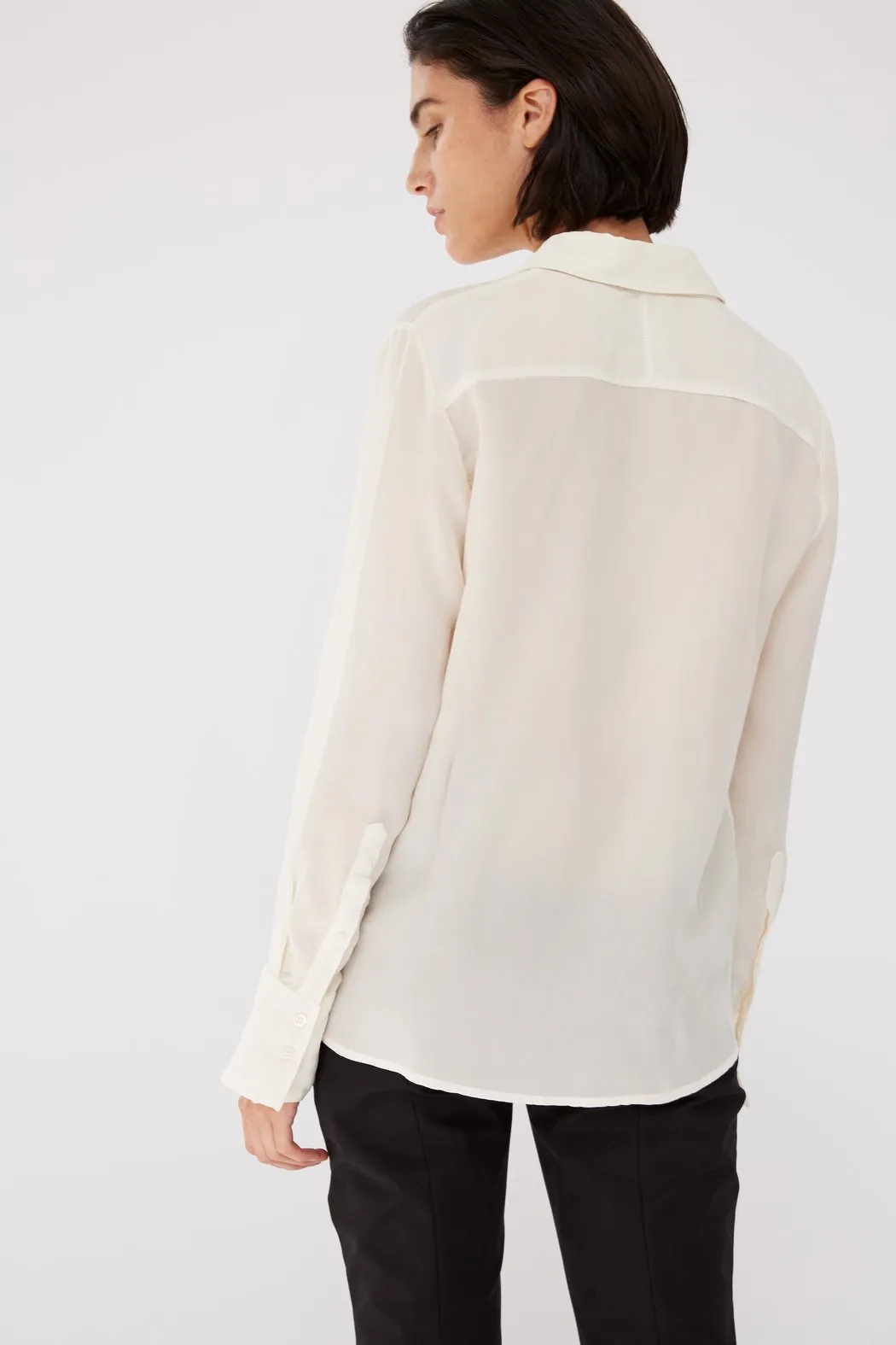 Cupro Long Sleeve Blouse - Cream