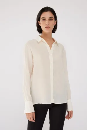 Cupro Long Sleeve Blouse - Cream