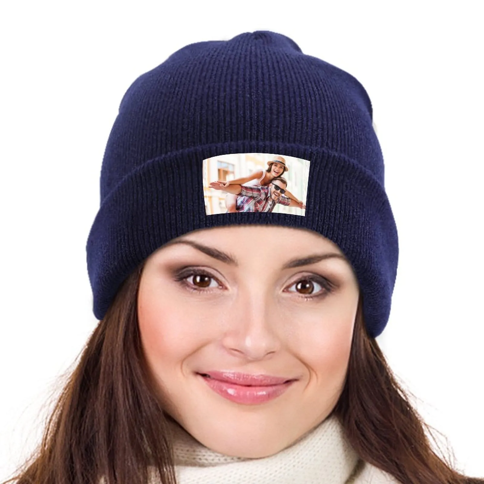 Custom Photo Couple Warm Knitted Cap
