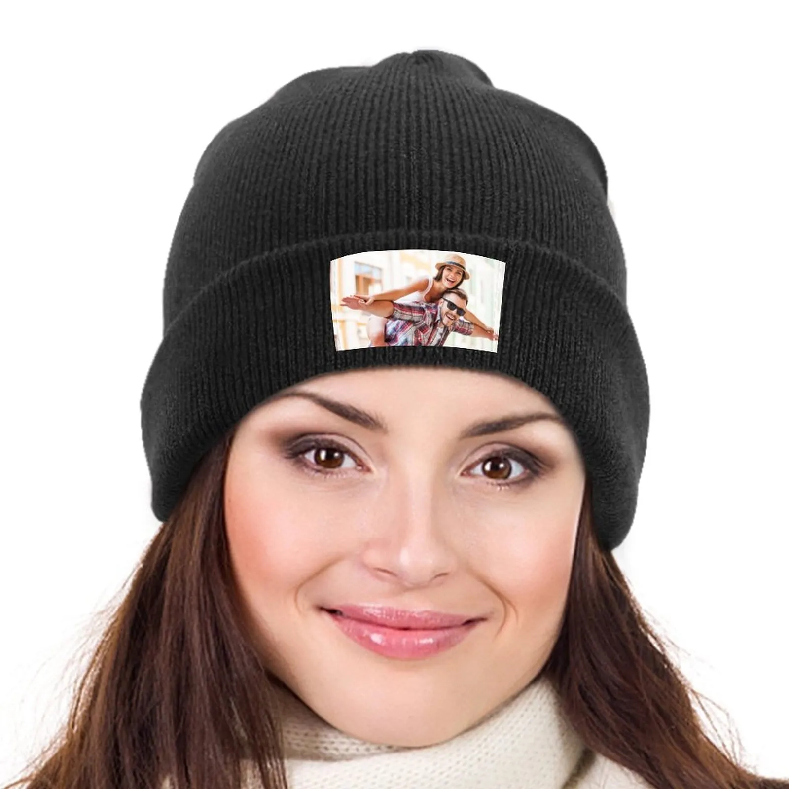 Custom Photo Couple Warm Knitted Cap