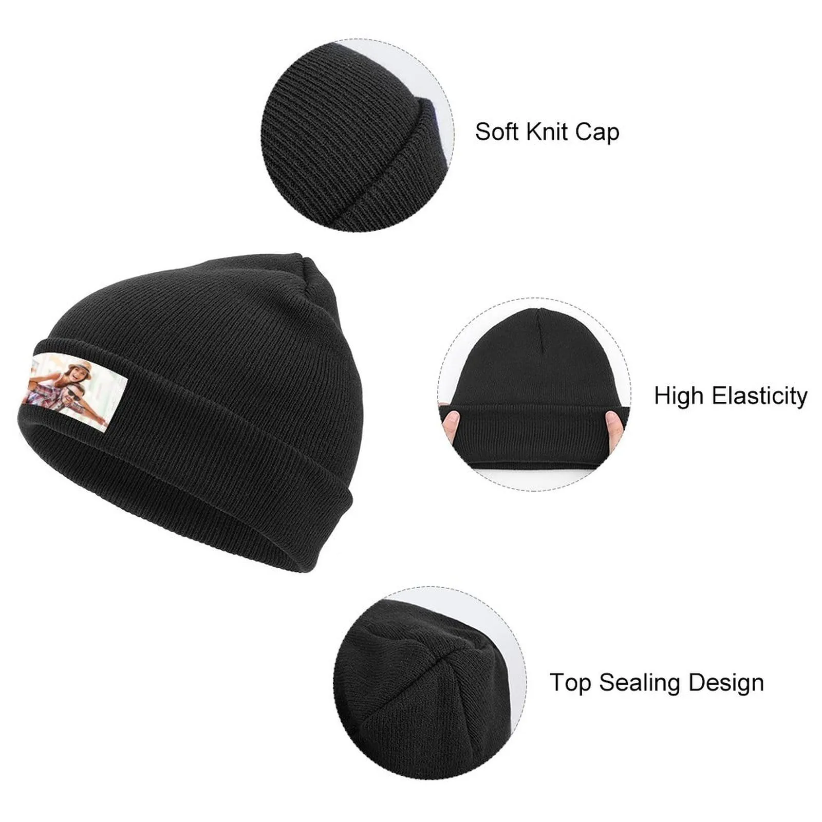 Custom Photo Couple Warm Knitted Cap