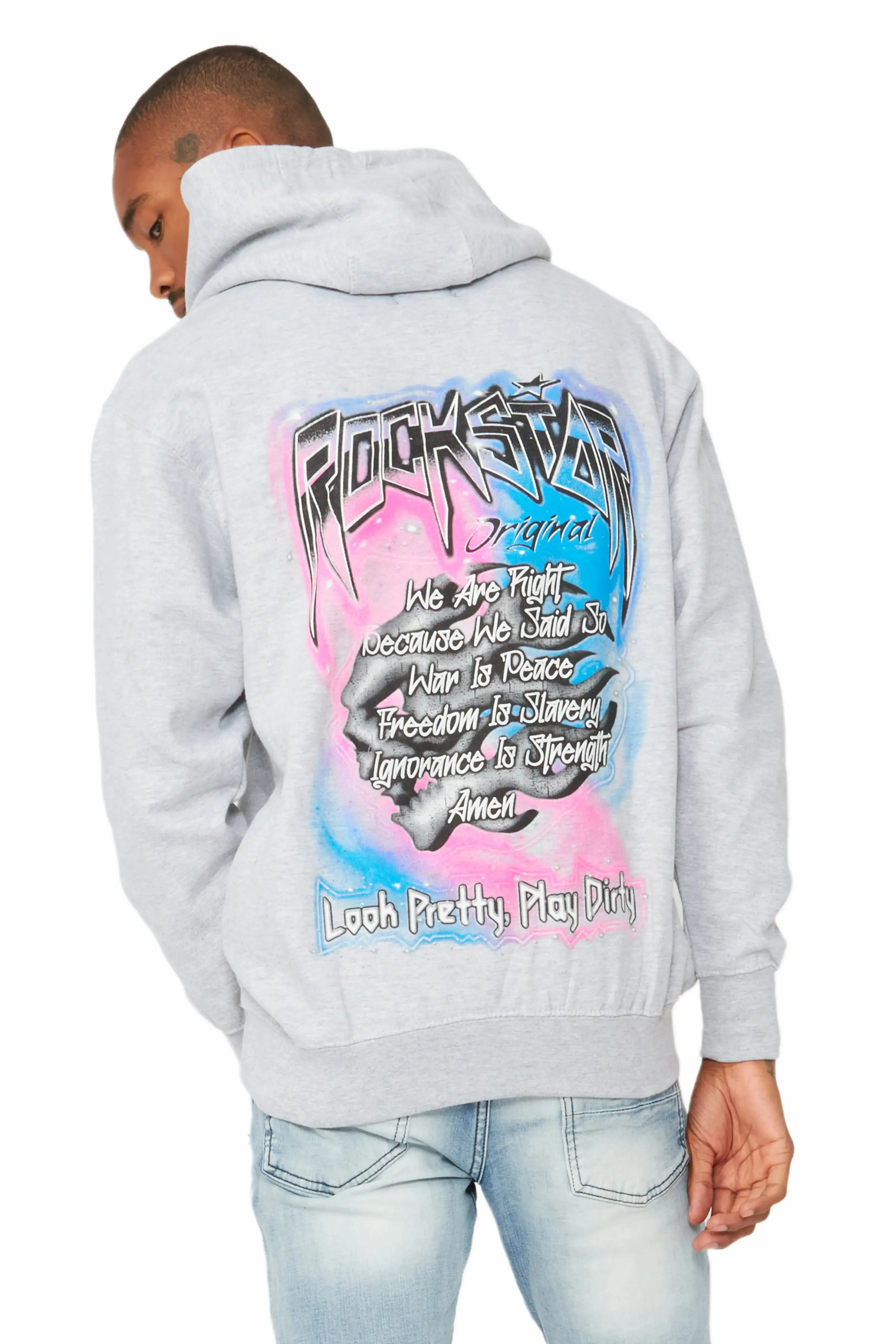 Fionn Heather Grey Graphic Hoodie