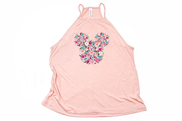 Floral Mickey High Neck Tank