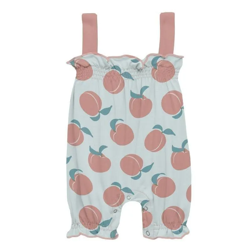 Girl's Print Bamboo Gathered Romper - Fresh Air Peaches