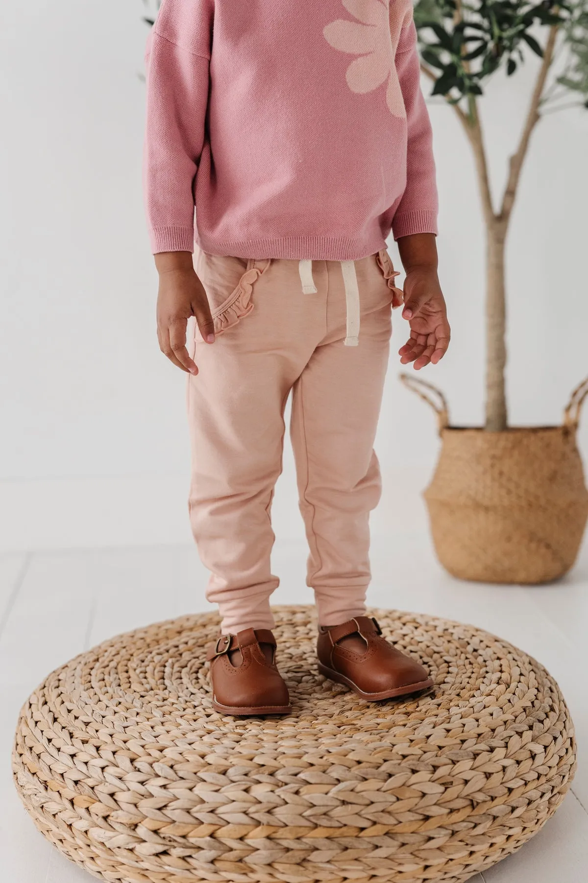 Girl's Ruffle Joggers - Blush by babysprouts