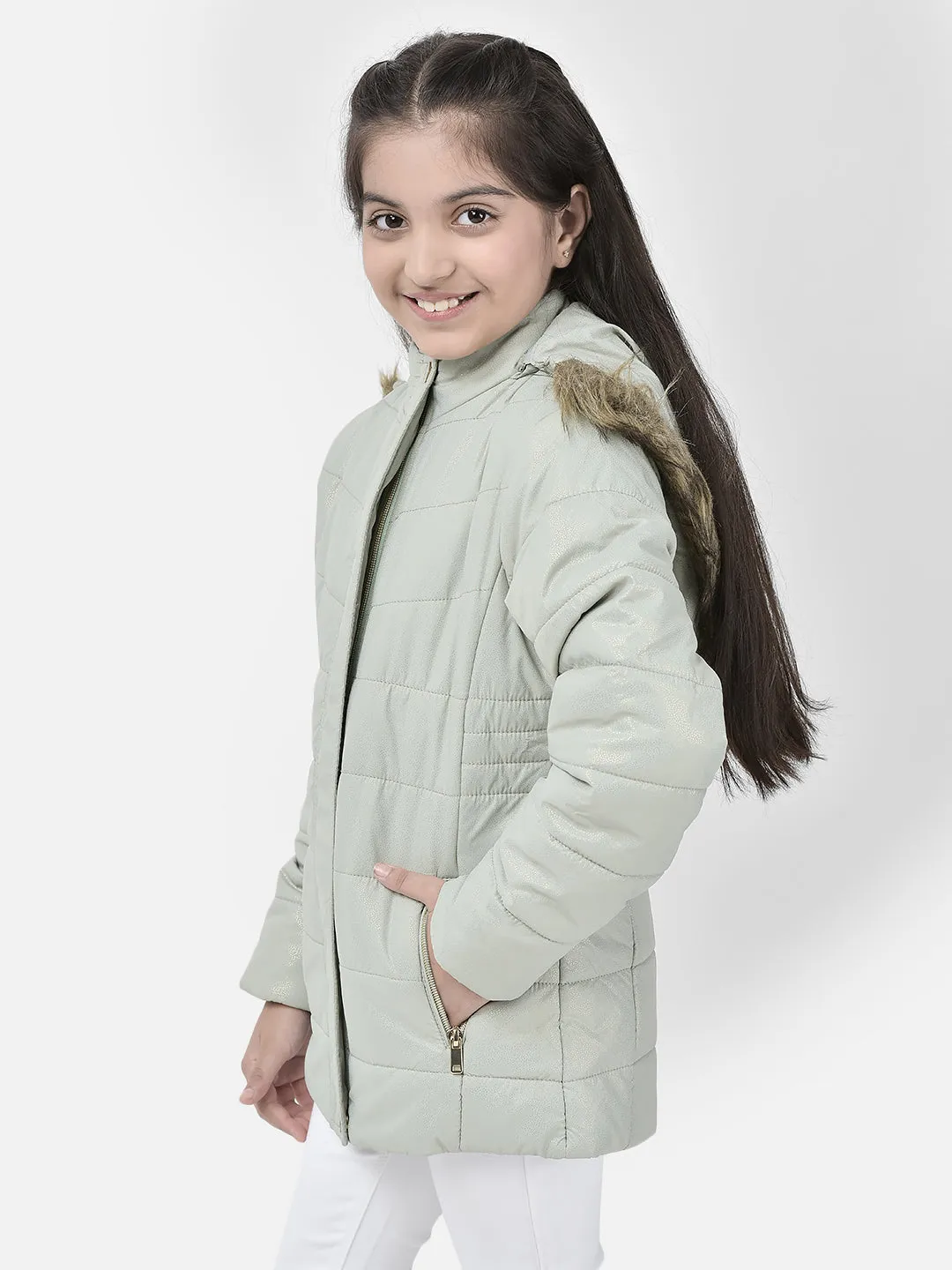 Green Hooded Puffer Jacket