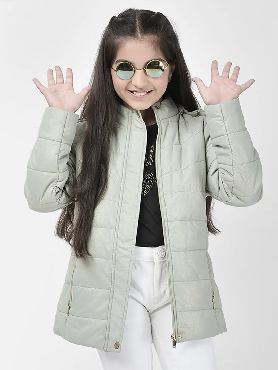 Green Hooded Puffer Jacket