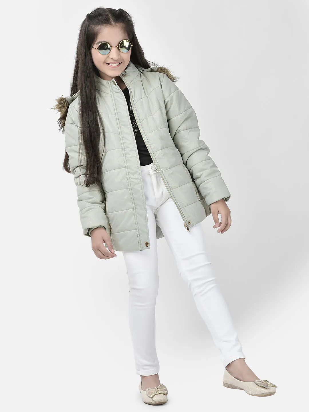Green Hooded Puffer Jacket