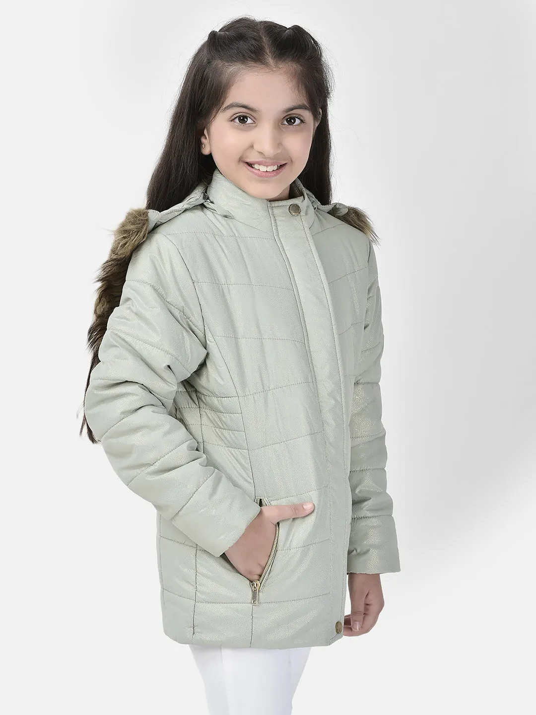 Green Hooded Puffer Jacket