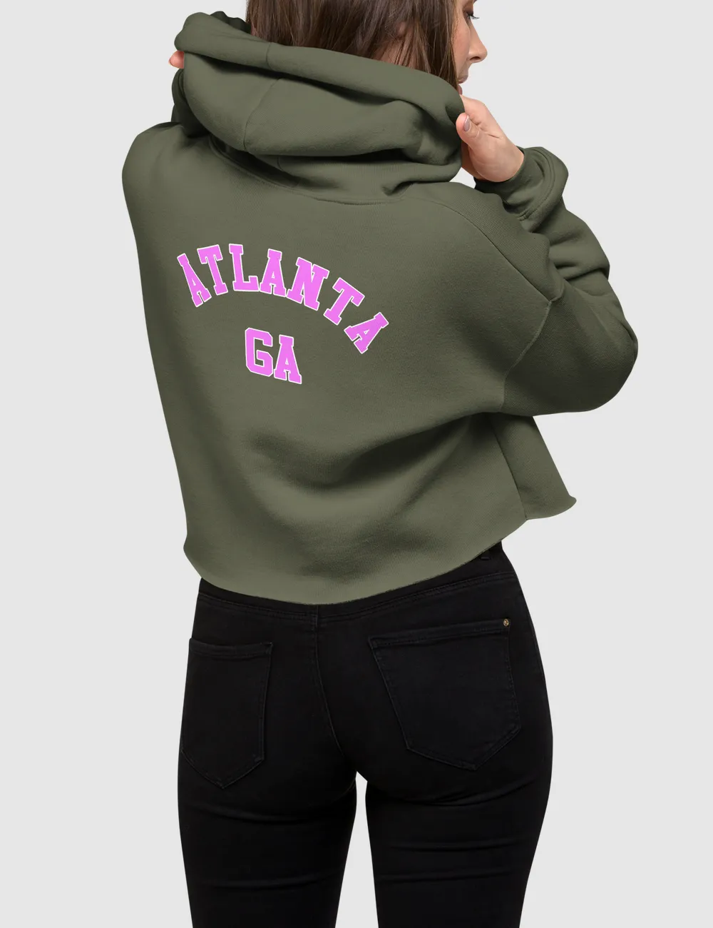 Hawt Pink Atlanta GA | Back Print Crop Hoodie