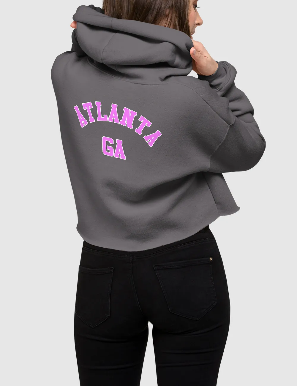 Hawt Pink Atlanta GA | Back Print Crop Hoodie