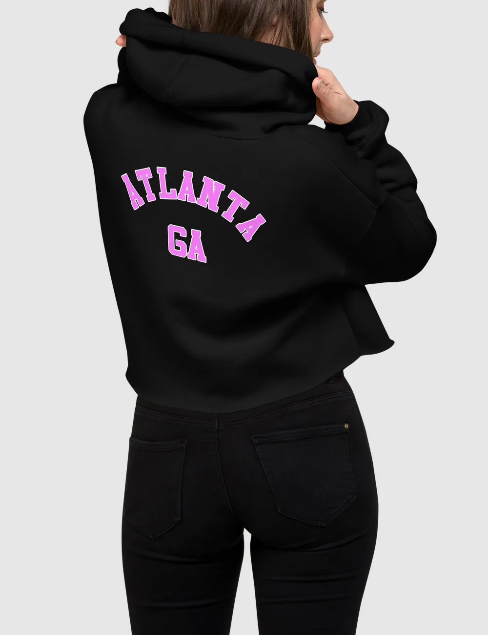 Hawt Pink Atlanta GA | Back Print Crop Hoodie