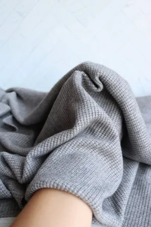 Heather Gray Banff Ultra Thick 1x1 Rib Sweater Knit