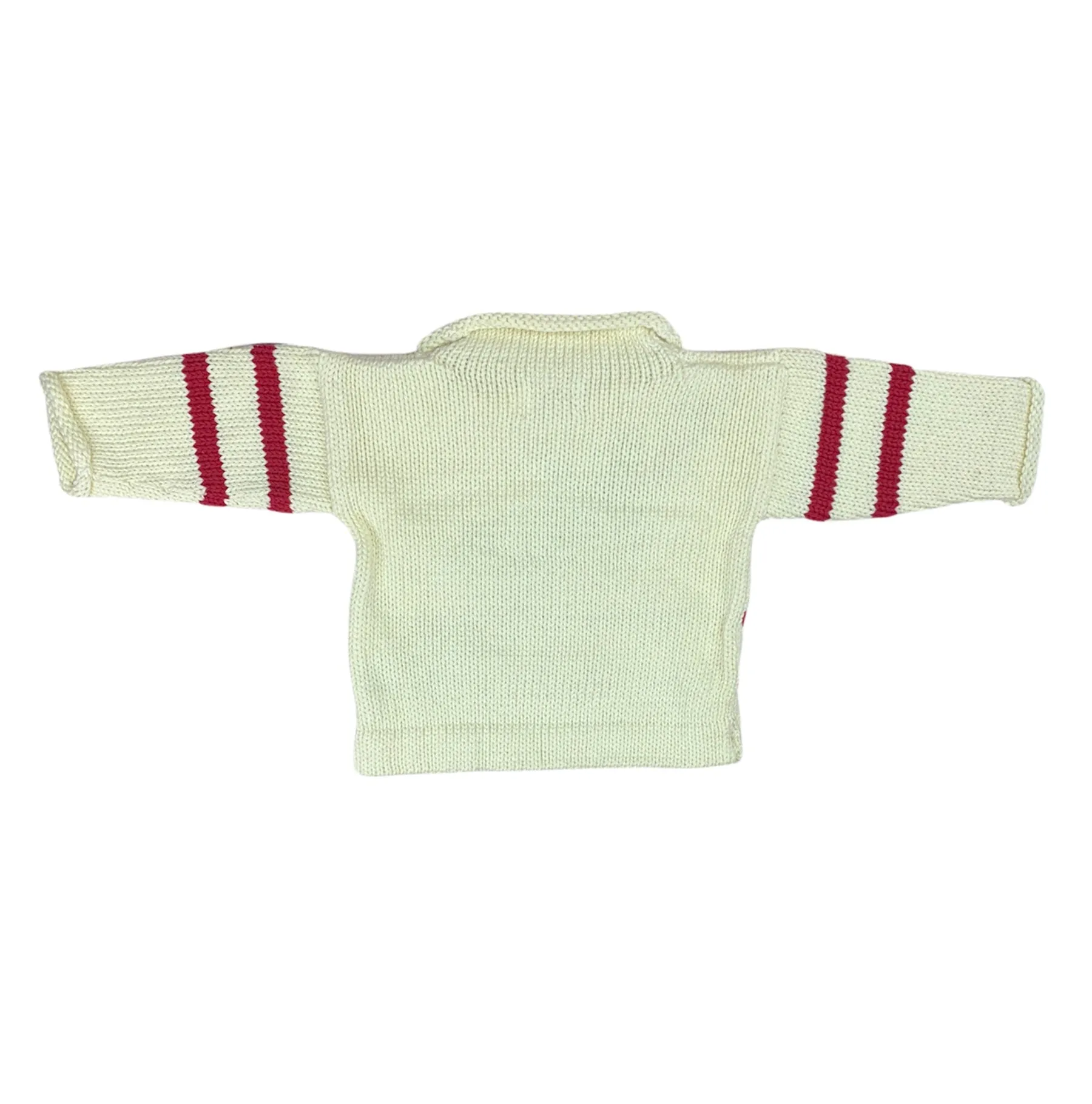 Ivory and Cranberry Hockey Roll Neck Sweater